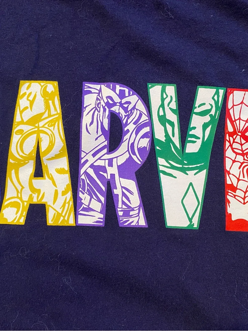 Marvel Kids Navy Tee with Multi-Color Logo